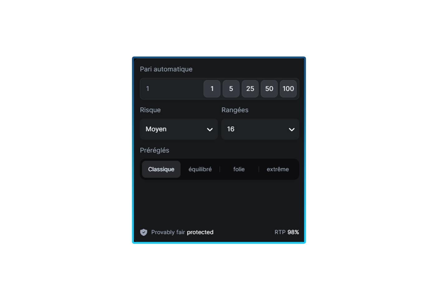 Définition des conditions de jeu