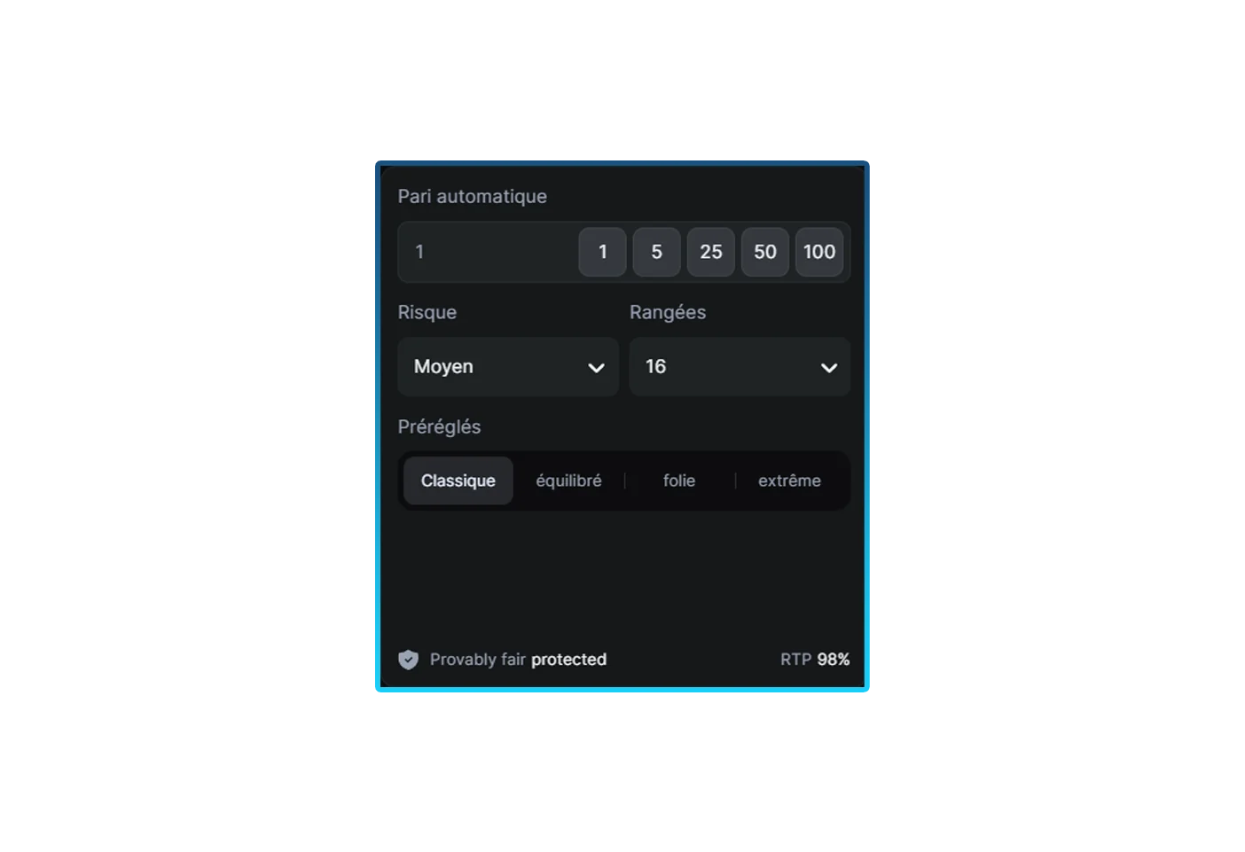 Définition des conditions de jeu